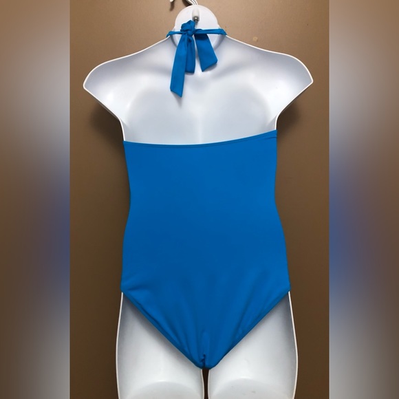 Blue One-pieces Tie Neck Swimsuit - Picture 2 of 12
